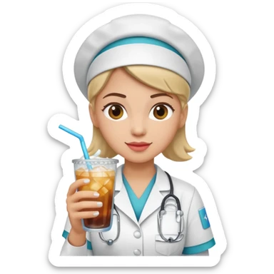 nurse holding icey drink sticker