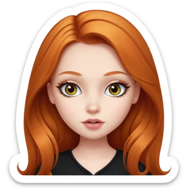 pale skin, girly bratz baddie, beautiful eyes, eyeliner, long ginger hair sticker