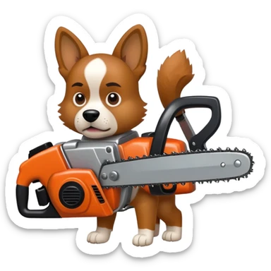 Hund mit motorsäge sticker