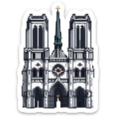 Notre Dame Cathedral in Paris with Gothic architecture and twin towers sticker