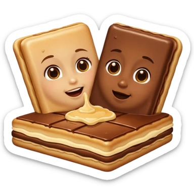 Chocolate bar being kissed by pancake sticker