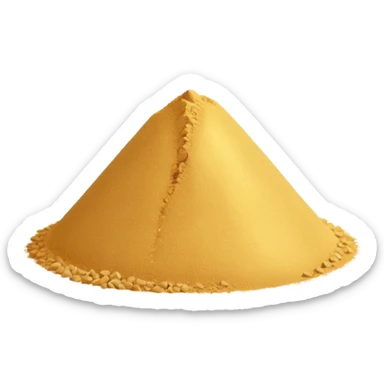 small mound or light scatter of fine golden-beige powder with slightly crystalline texture and dry matte finish, tiny uniform grains, neutral dissolvable ingredient, no spoon or packaging, soft lighting, subtle shadows, emoji scale sticker