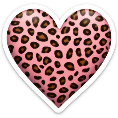 Leopard print heart pink sticker