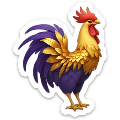 proud and howling golden phoenix rooster with a crown on its head sticker