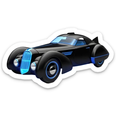  the animated series aerodynamic futuristic Batmobile loosely based on 1936 cord 812 (flat long straight faceted mechanical body) stealthy street rod  sticker