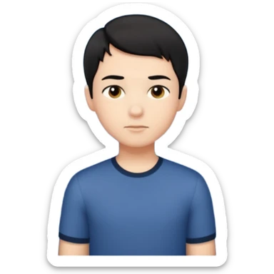 An Emoji of boy with short black hair, who can be described by three words: perfectionist, air, ocean sticker