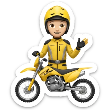 dirtbike rider in yellow gear signing autographs sticker