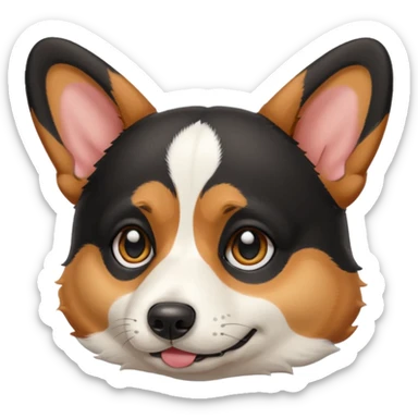 black tricolor corgi with no tail and with a tears on it's eyes sticker