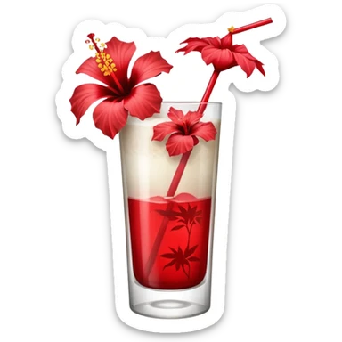 coconut drink with red flowers sticker