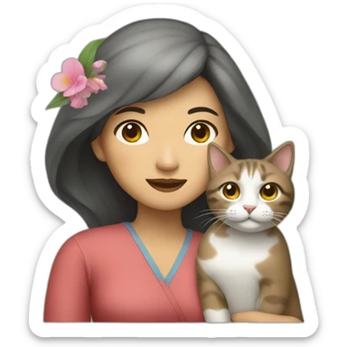 Vietnamese woman with a cat sticker