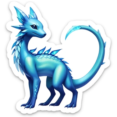 Colorful Iridescent Exotic Salandit-Aurorus-Glaceon-Fakémon-hybrid-creature (full body)  sticker