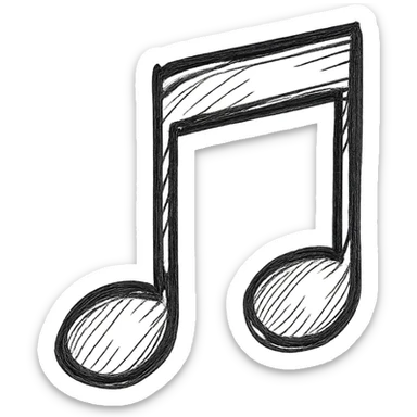 hand drawn outlined icon of a pink music note, no fill sticker