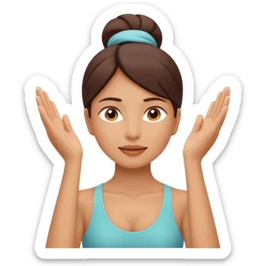 Minimal wellness-style emoji of a woman doing face yoga exercises, hands gently lifting and stretching facial muscles, calm and natural look, clear face yoga movement, simple and easy-to-understand icon, no beauty or medical elements

 sticker