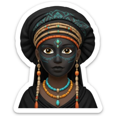 shaman woman in black clothes black face cover cloth sticker