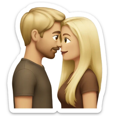 blonde woman and guy with brown hair kissing sticker