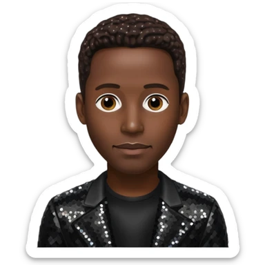 Shawn Stockman from Boyz II Men with dark brown hair, black sequin outfit sticker