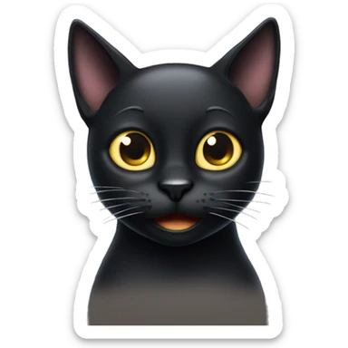happy black cat with crossed eyes sticker