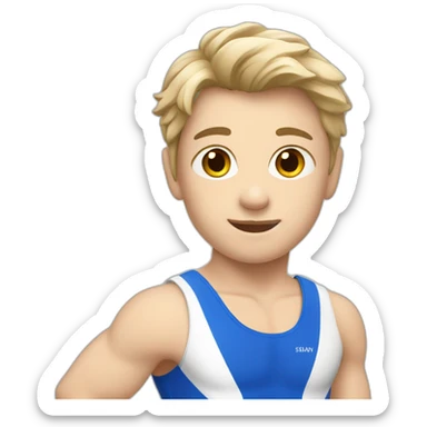 sporty european boy in gymnast uniform sticker