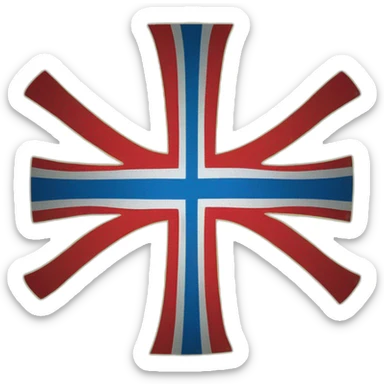 Scandinavian flag yellow and blue cross with red outline  sticker