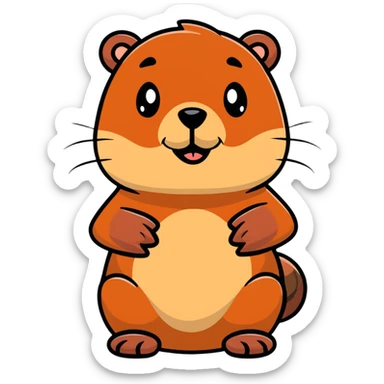 friendly cartoon beaver with flat tail sticker