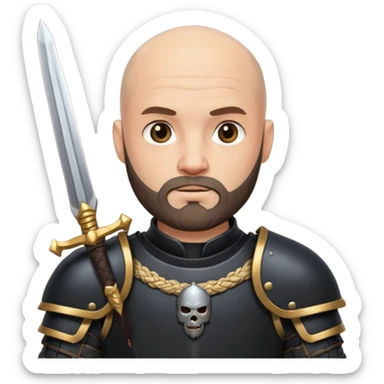 bald bearded  armed guards black armour sticker