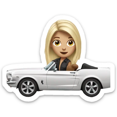 White girl with black hair driving a mustang  sticker