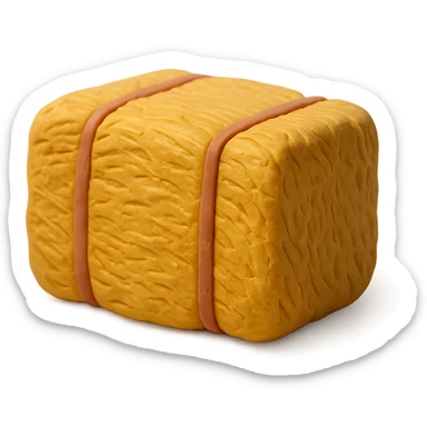 single hay bale close-up, soft lighting, textured surface, claymation style sticker