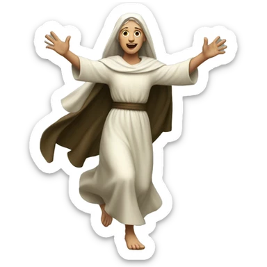 saint brigid running, with a large stride and arms outstretched sticker