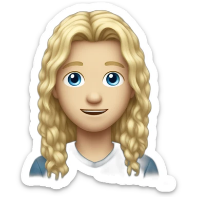 blue-eyed teen-ager boy with long blond hair sticker