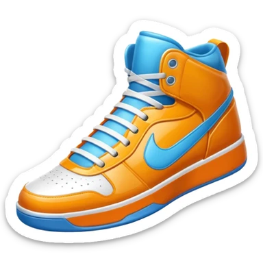 basketball sneaker object icon, high-top shoes, sporty design, glossy details, 3D cartoon, mobile game icon style, centered, clean background, no text, no watermark
 sticker