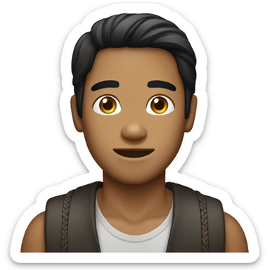 phillipino bronzed young man with long long straight black hair sticker