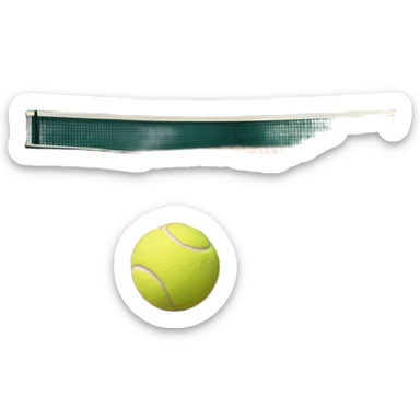 A tennis court at the Roland Garros tournament, with the iconic clay surface and a tennis ball bouncing near the net. The scene evokes the energy and excitement of the grand event, with vibrant crowds in the stands and a competitive atmosphere. sticker