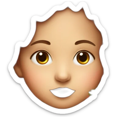 Female Baby face with brown eyes inside a strawberry sticker