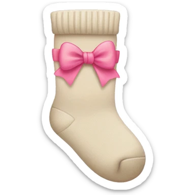 beige socks with a pink bow sticker