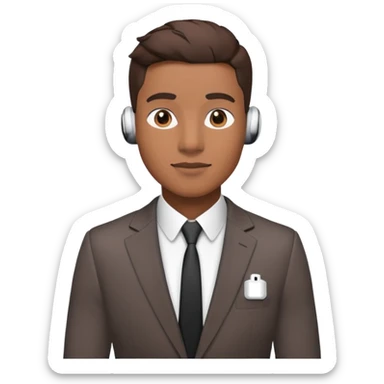 Brunette Man in suit with Airpods in sticker