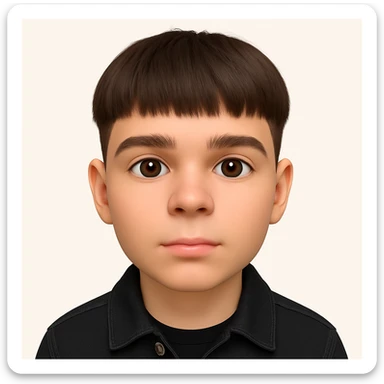 Create a highly realistic 3D emoji based on the reference image. Preserve all facial details but with perfectly clear skin, removing any pimples or mustache. Dress the character in a black denim jacket. Maintain the 3D emoji style look. sticker