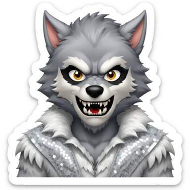 The Werewolf with white sequin outfit sticker