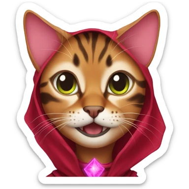 Bengal cat dressed like the scarlet witch sticker