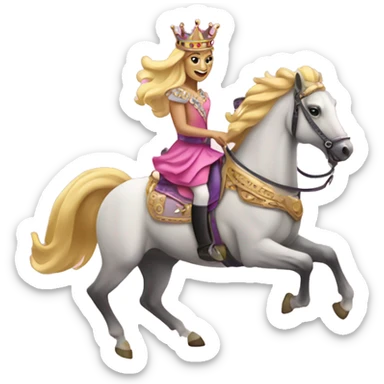 galloping horse with queen crown and pink shoes and harness and nails sticker
