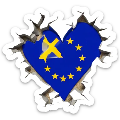 Broken heart with EU flag cracked sticker