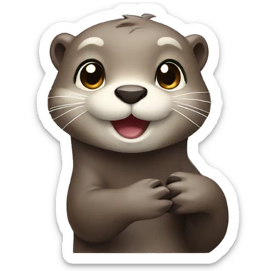 a cute otter waving sticker