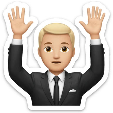 Hands up man meme put a suit on him with tie sticker