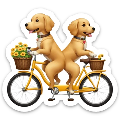 two dogs riding a bike sticker