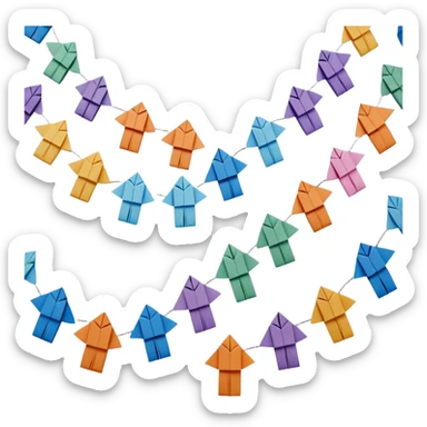 3D render of Paper Doll Chain entirely of folded origami paper, sharp creases, cardboard texture, matte finish, visible paper grain, craft aesthetic,emoji style, isolated on white background --v 6.0 sticker
