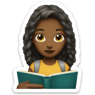 Girls sitting in a library reading a book sticker