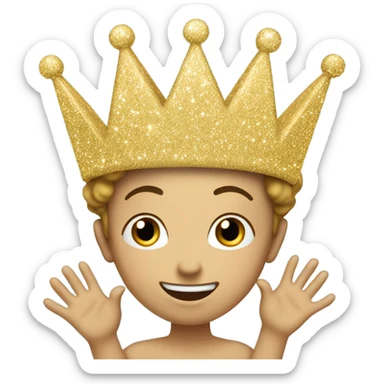 glittery crown with happy emotions on it, give it a smile sticker