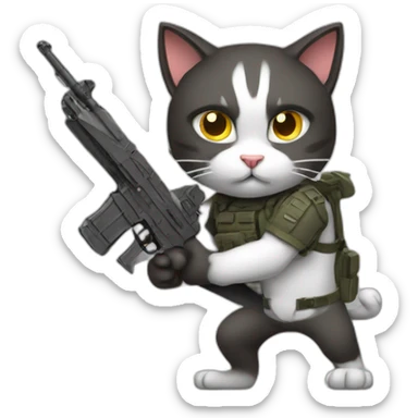 Armed cat with a weapon in its hand sticker