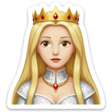 Katharina Siegel, Mistress of Vlad Tepes with long golden blonde hair, white sequin outfit sticker