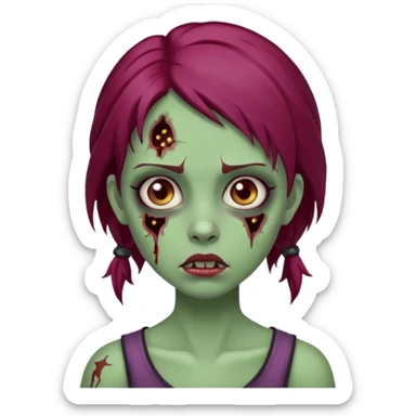girl zombie with burgundy hair emoji sticker