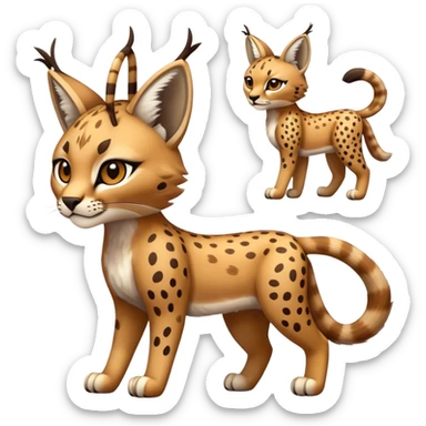 Cute cool bobcat-lynx-cheetah-caracal-animal-hybrid-Fakemon full body with patterns and markings sticker